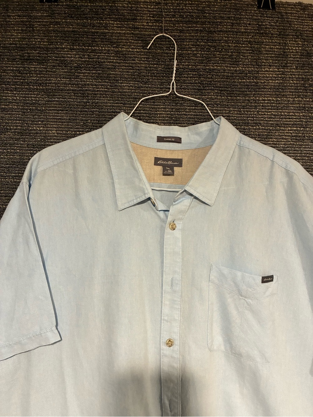 Eddie Bauer Pale Blue Short-Sleeve Button-Down Shirt